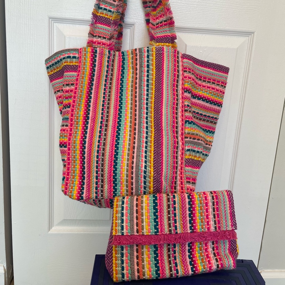 Shiraleah Multicolor Carmelina tote and clutch